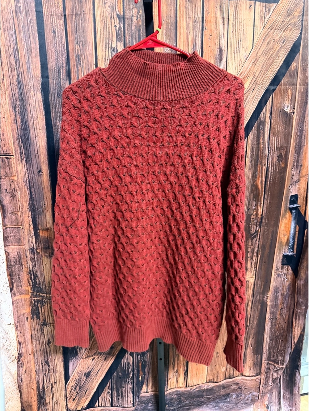 Knox Rose Women's Large Rust Cable Knit Sweater